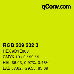 カラーコード: RGB 209 232 3 | qconv.com