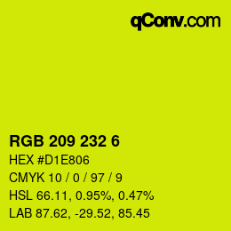 カラーコード: RGB 209 232 6 | qconv.com