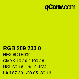 カラーコード: RGB 209 233 0 | qconv.com