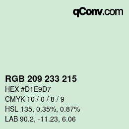 Color code: RGB 209 233 215 | qconv.com
