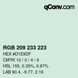 カラーコード: RGB 209 233 223 | qconv.com