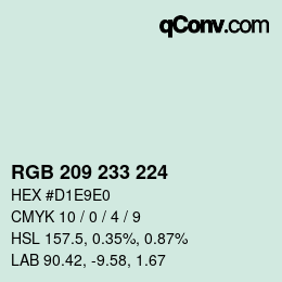Color code: RGB 209 233 224 | qconv.com