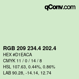 カラーコード: RGB 209 234.4 202.4 | qconv.com