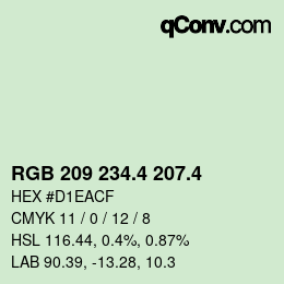 カラーコード: RGB 209 234.4 207.4 | qconv.com