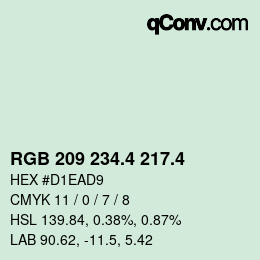 カラーコード: RGB 209 234.4 217.4 | qconv.com