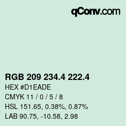 カラーコード: RGB 209 234.4 222.4 | qconv.com