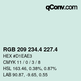 カラーコード: RGB 209 234.4 227.4 | qconv.com
