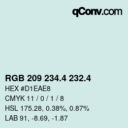 カラーコード: RGB 209 234.4 232.4 | qconv.com