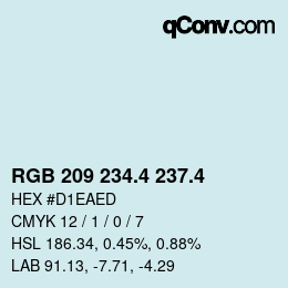 カラーコード: RGB 209 234.4 237.4 | qconv.com