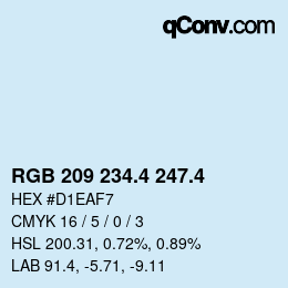 カラーコード: RGB 209 234.4 247.4 | qconv.com