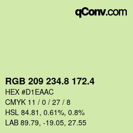 カラーコード: RGB 209 234.8 172.4 | qconv.com