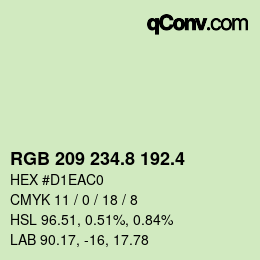 カラーコード: RGB 209 234.8 192.4 | qconv.com