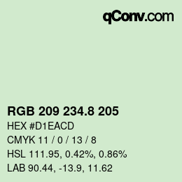 カラーコード: RGB 209 234.8 205 | qconv.com