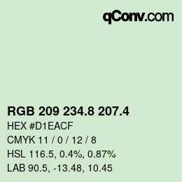 カラーコード: RGB 209 234.8 207.4 | qconv.com