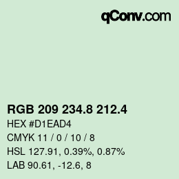 カラーコード: RGB 209 234.8 212.4 | qconv.com