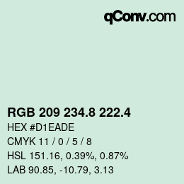 カラーコード: RGB 209 234.8 222.4 | qconv.com