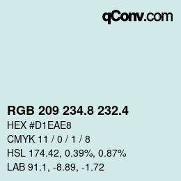 カラーコード: RGB 209 234.8 232.4 | qconv.com
