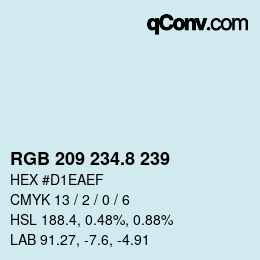 カラーコード: RGB 209 234.8 239 | qconv.com