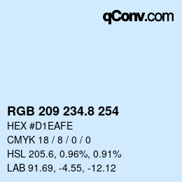 カラーコード: RGB 209 234.8 254 | qconv.com