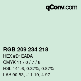 カラーコード: RGB 209 234 218 | qconv.com