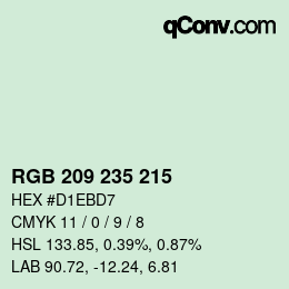 Color code: RGB 209 235 215 | qconv.com