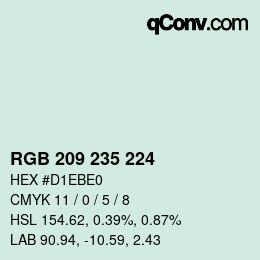 Color code: RGB 209 235 224 | qconv.com