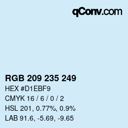 Color code: RGB 209 235 249 | qconv.com