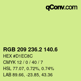 カラーコード: RGB 209 236.2 140.6 | qconv.com