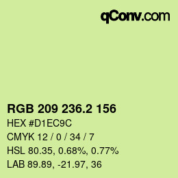 カラーコード: RGB 209 236.2 156 | qconv.com
