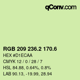 カラーコード: RGB 209 236.2 170.6 | qconv.com