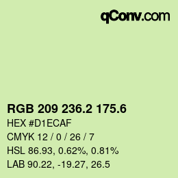 カラーコード: RGB 209 236.2 175.6 | qconv.com