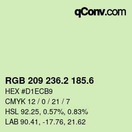 カラーコード: RGB 209 236.2 185.6 | qconv.com