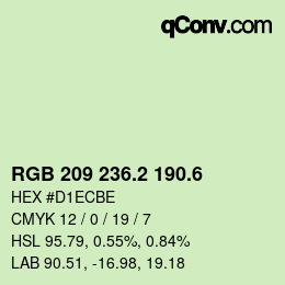 カラーコード: RGB 209 236.2 190.6 | qconv.com