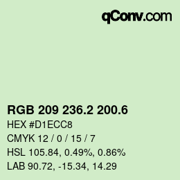 カラーコード: RGB 209 236.2 200.6 | qconv.com