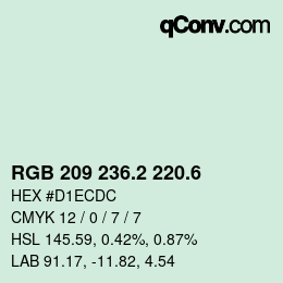 カラーコード: RGB 209 236.2 220.6 | qconv.com