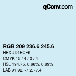 カラーコード: RGB 209 236.6 245.6 | qconv.com