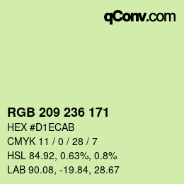 颜色代码: RGB 209 236 171 | qconv.com