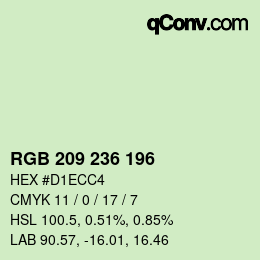 カラーコード: RGB 209 236 196 | qconv.com