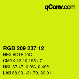 颜色代码: RGB 209 237 12 | qconv.com