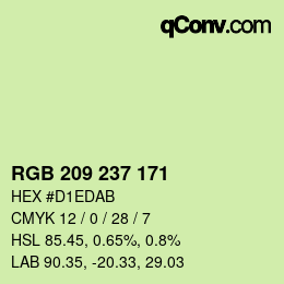 カラーコード: RGB 209 237 171 | qconv.com
