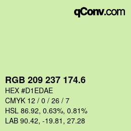 カラーコード: RGB 209 237 174.6 | qconv.com