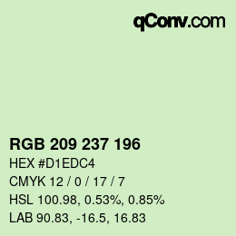 Color code: RGB 209 237 196 | qconv.com
