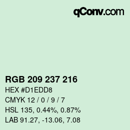 カラーコード: RGB 209 237 216 | qconv.com