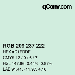 Color code: RGB 209 237 222 | qconv.com