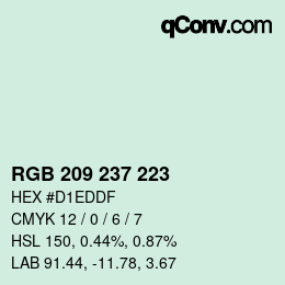 Color code: RGB 209 237 223 | qconv.com