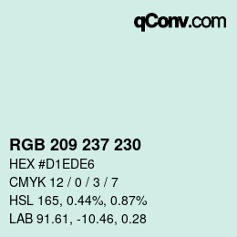 Color code: RGB 209 237 230 | qconv.com