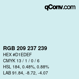 カラーコード: RGB 209 237 239 | qconv.com