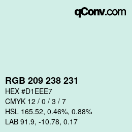 カラーコード: RGB 209 238 231 | qconv.com