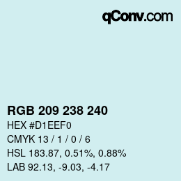 カラーコード: RGB 209 238 240 | qconv.com