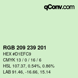 Code couleur: RGB 209 239 201 | qconv.com